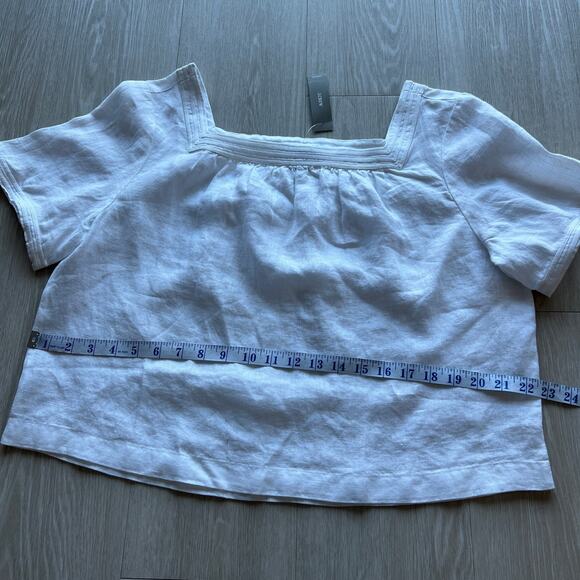 J Crew Sailor Squareneck Top In Linen Womens Large White - Picture 7 of 9